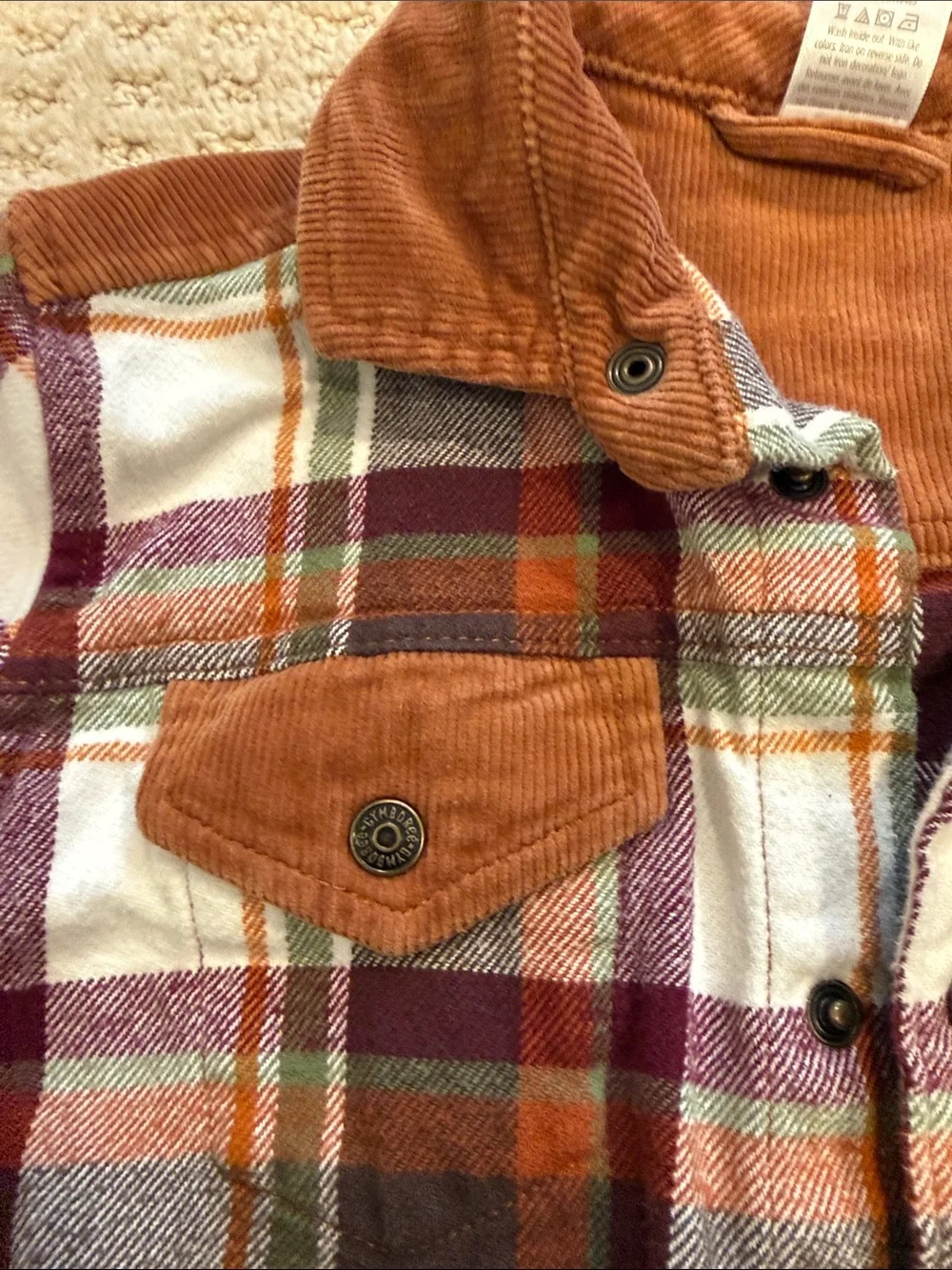 Boys Plaid Flannel Cotton Shirt Jacket in Size 10